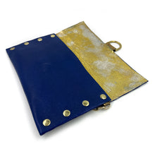 Blue & Gold Genuine Leather Clutch
