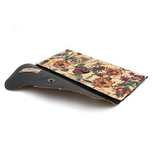 Rustic Floral Leather Lined Clutch with Gunmetal Rivets