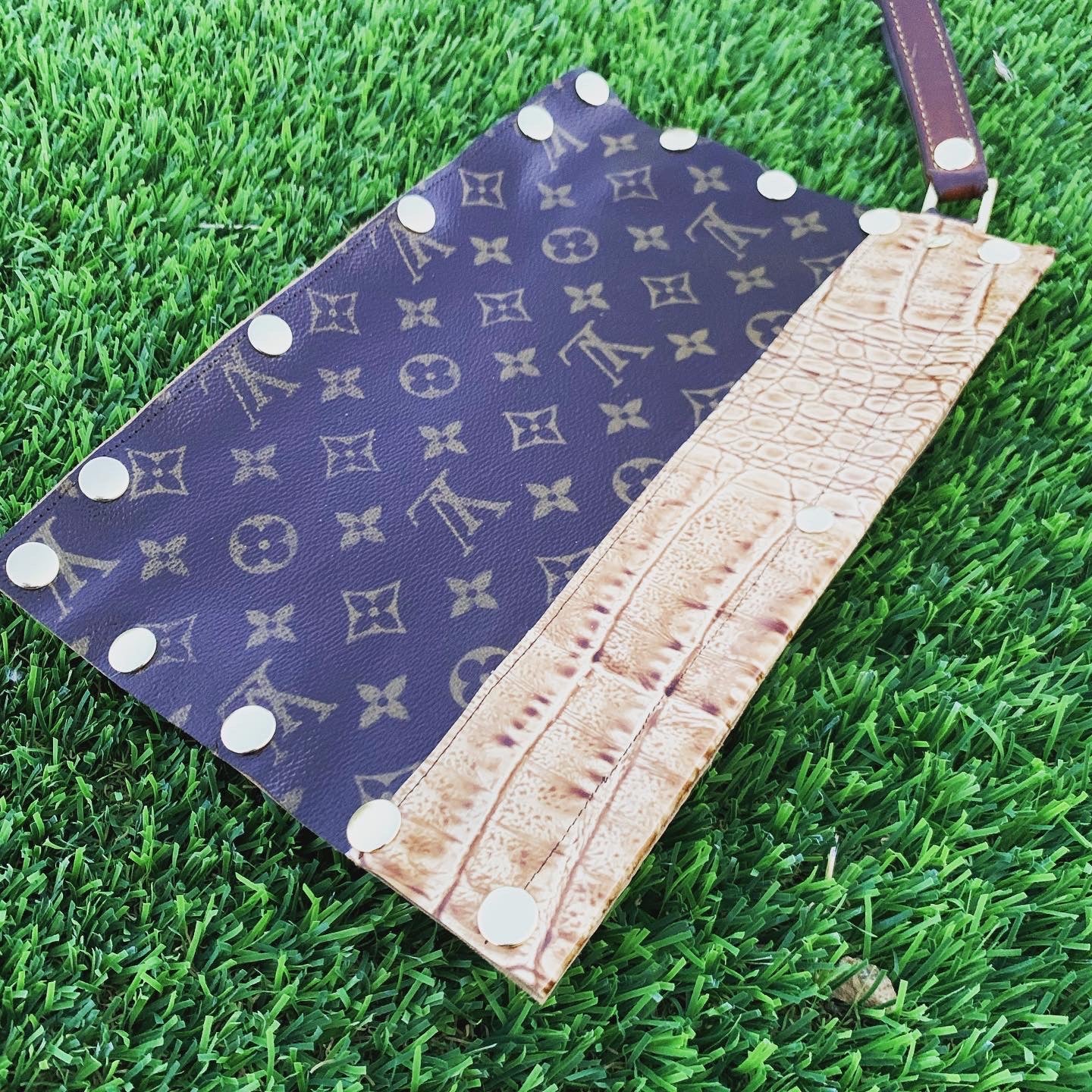 Authentic Upcycled Louis Vuitton Leather Clutch