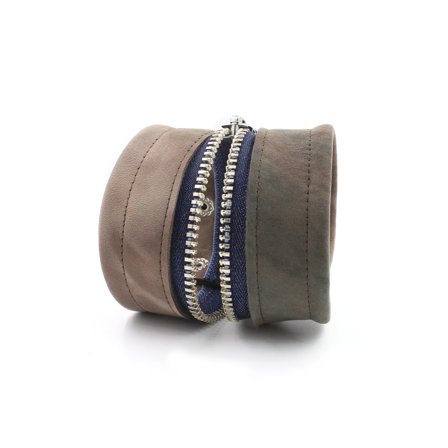 Greyish Pink Leather & Denim Extra Wide 