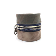 Greyish Pink Leather & Denim Extra Wide "Zither" Zip Bracelet - N.Kluger Designs bracelet