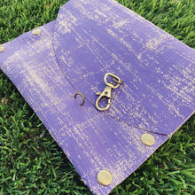Hand-painted Textured Purple Leather Clutch