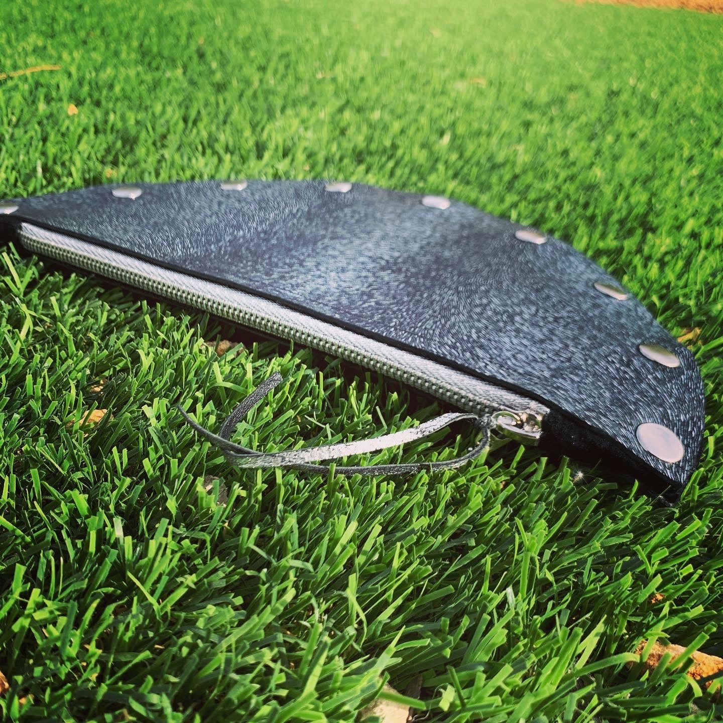Handmade Navy Blue Half Moon Leather Clutch