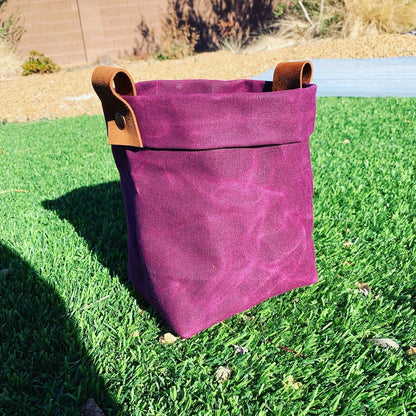 Waxed Canvas "Kiki Pot" Planter Basket in Electric Cranberry