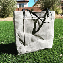 Salt & Pepper Grey Waxed Canvas & Leather Tote Bag