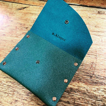 Glittery Teal Green Leather Card Case / Mini Wallet