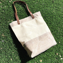 Natural Waxed Canvas & Linen Market Tote Bag