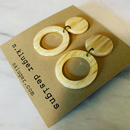 Double Creamsicle Open Circle Acrylic Drop Earrings