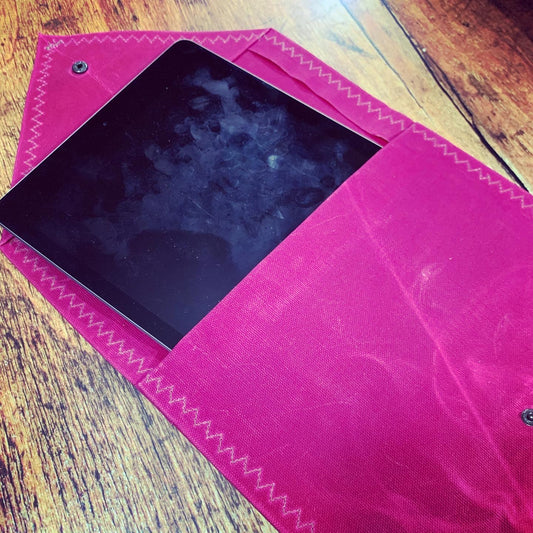 Waxed Canvas iPad Envelope Case/Clutch in Cerise Pink