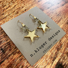 Mini Gold Mirrored Acrylic Double Star Drop Earrings