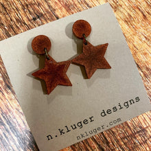 Shimmering Copper Star Resin Drop Earrings
