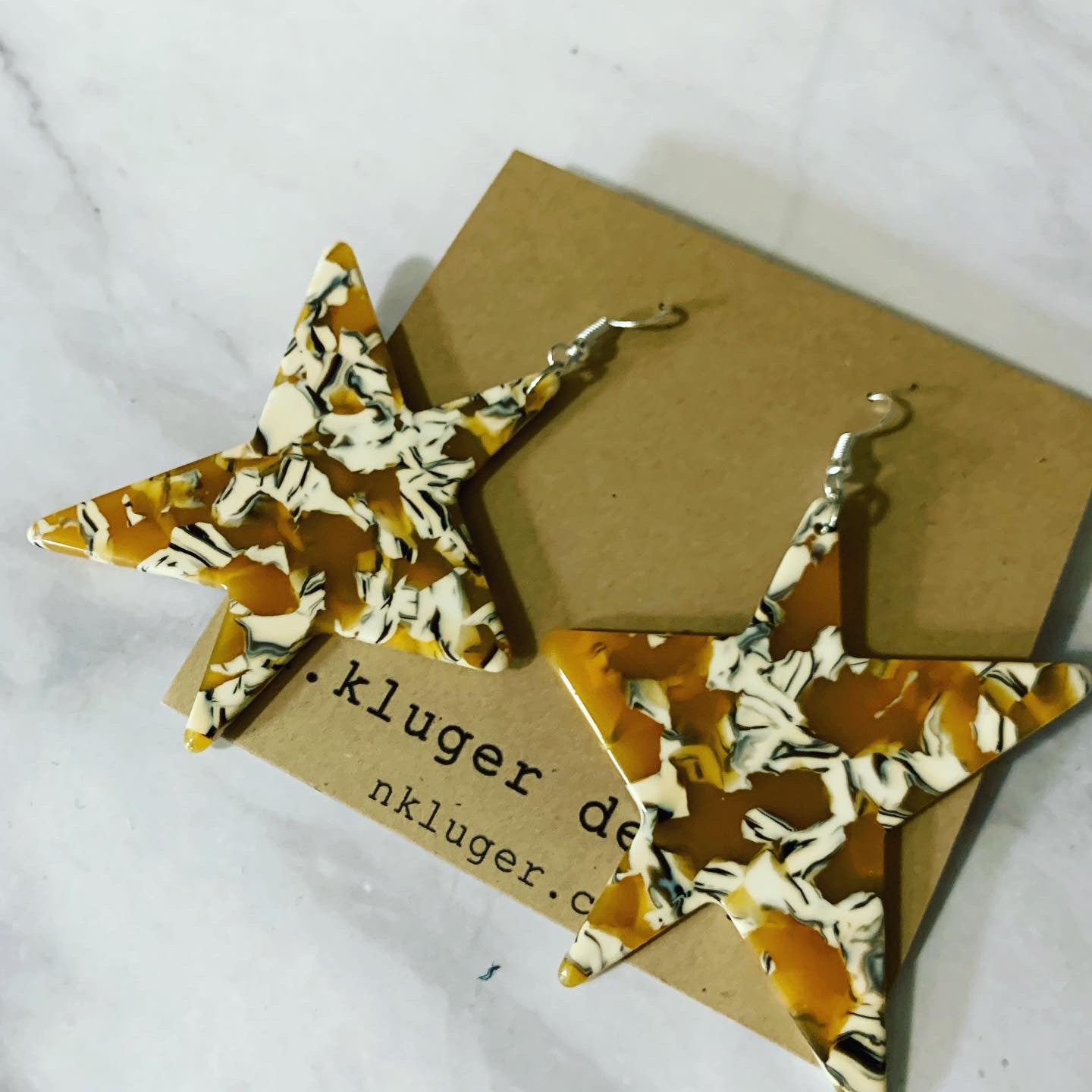 Extra Large Tortoise Shell Star Earrings