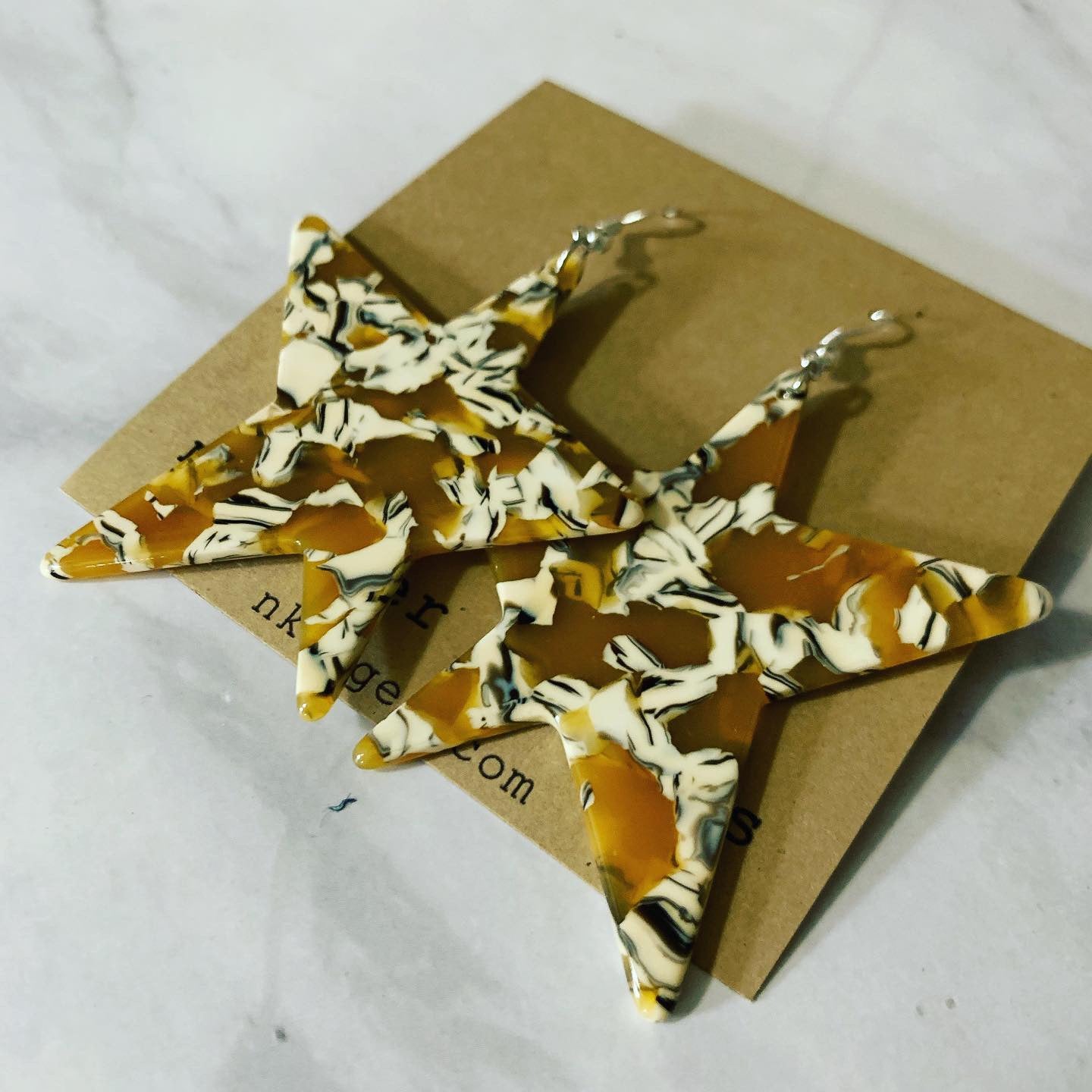 Extra Large Tortoise Shell Star Earrings