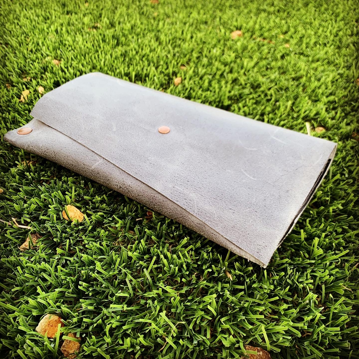 Grey Leather Convertible Belt Clutch