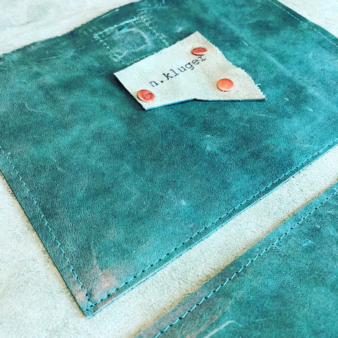 Green with Envy Distressed Leather Clutch - N.Kluger Designs clutch