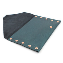 2nd Edition Shimmering Green/Blue Leather Clutch with Rose Gold Rivets - N.Kluger Designs clutch