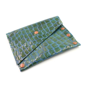 Crocodile Patent Leather Card Case / Mini Wallet - N.Kluger Designs Card Case