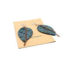 Crocodile Patent Leather Reverse Drop Earrings with Copper Chain - N.Kluger Designs Earrings