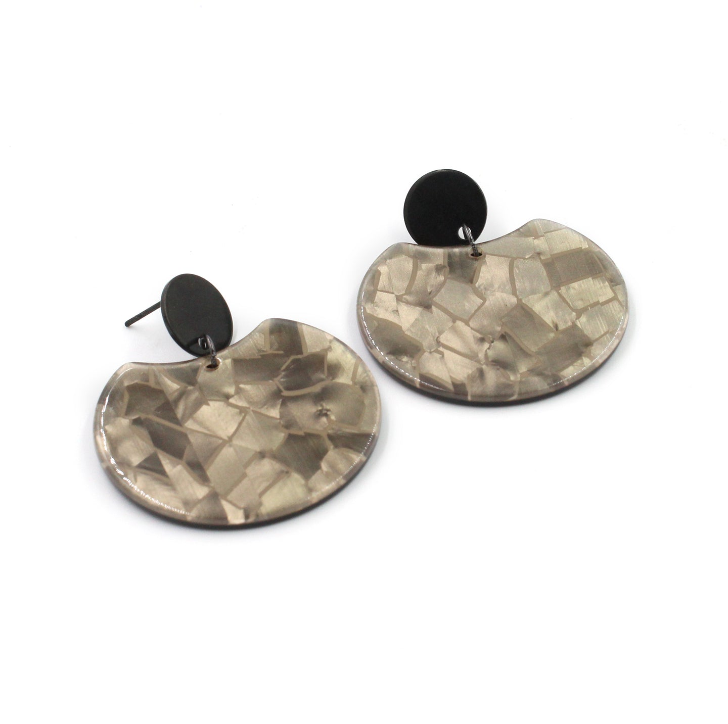 Golden Mosaic Circle Cutout Acrylic Drop Earrings