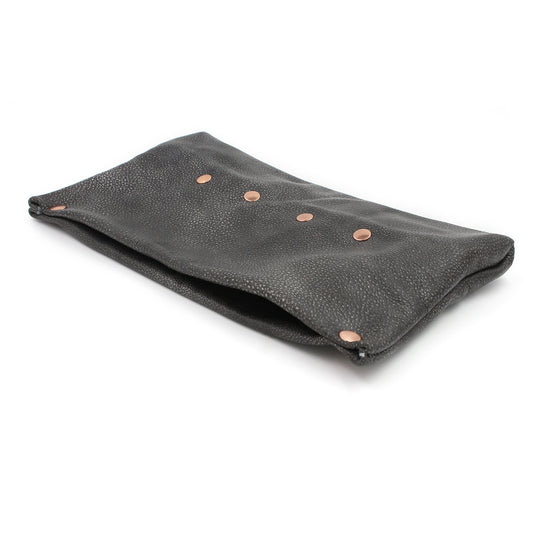 Gunmetal Street Chic Leather Clutch - N.Kluger Designs clutch
