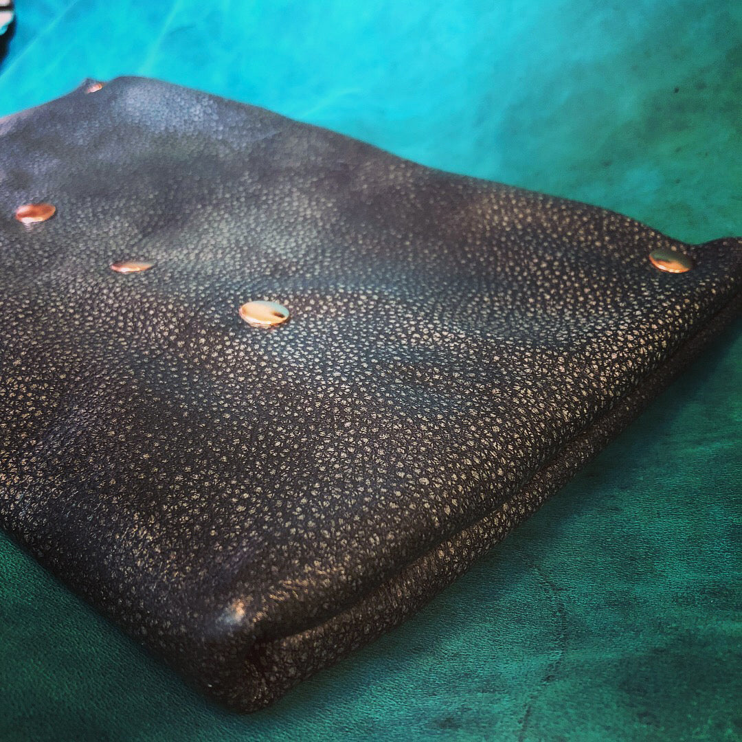 Gunmetal Street Chic Leather Clutch - N.Kluger Designs clutch