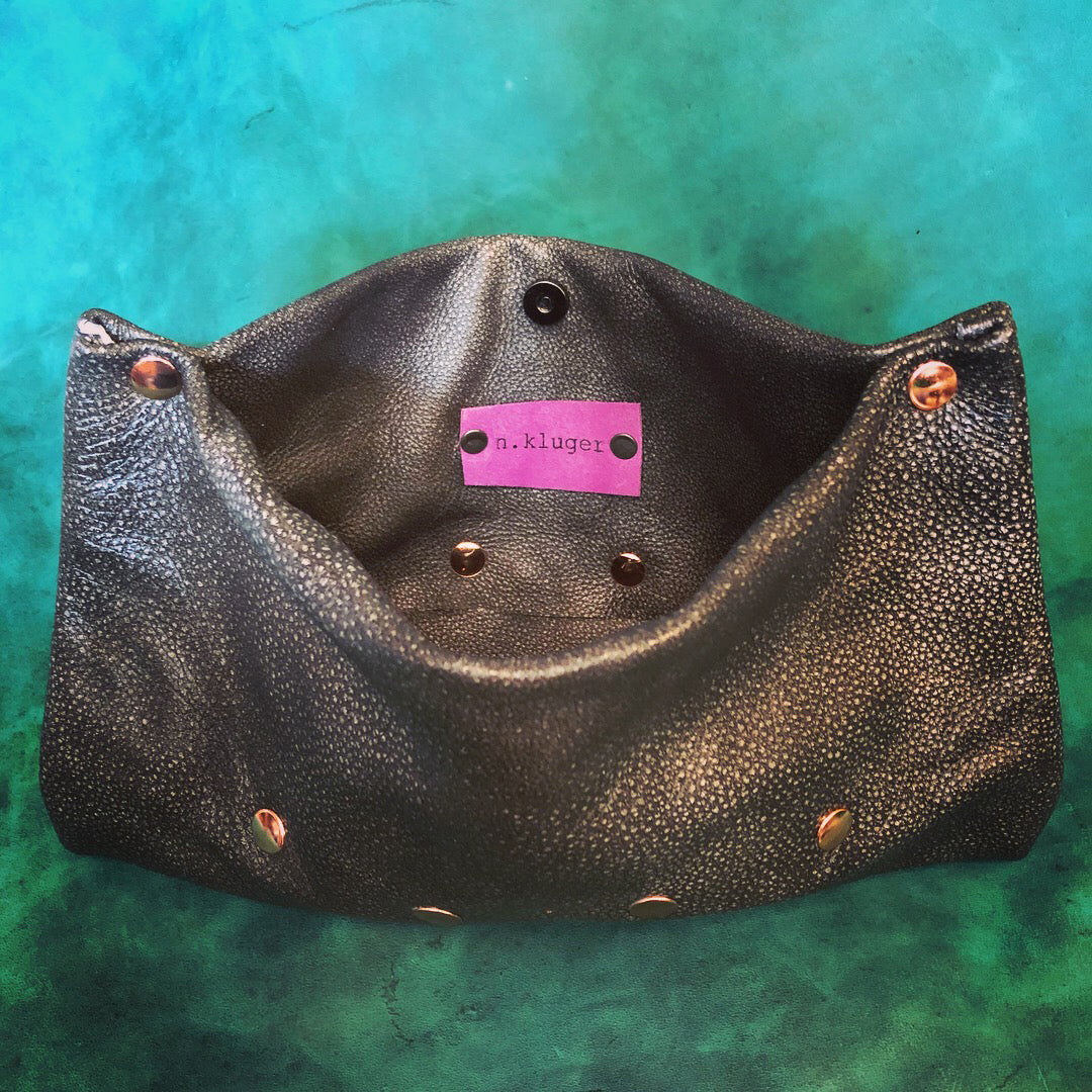 Gunmetal Street Chic Leather Clutch - N.Kluger Designs clutch