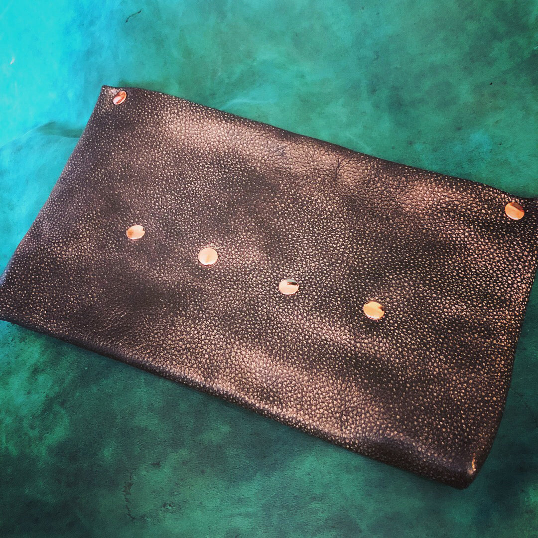 Gunmetal Street Chic Leather Clutch - N.Kluger Designs clutch