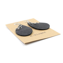 Metallic Gunmetal Leather & Hearts Drop Earrings - N.Kluger Designs Earrings