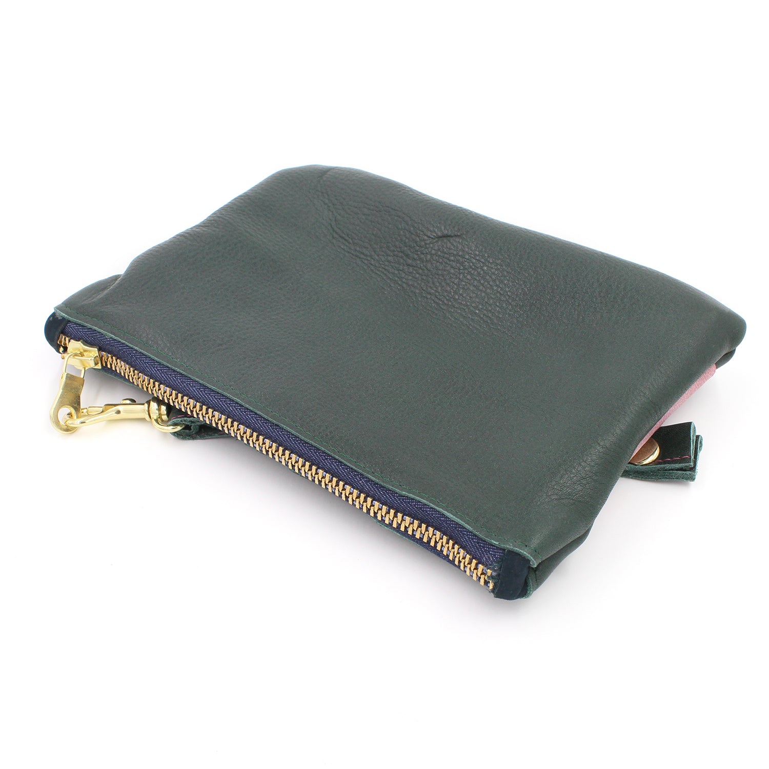 Abstract Mini Green Leather Clutch Wristlet