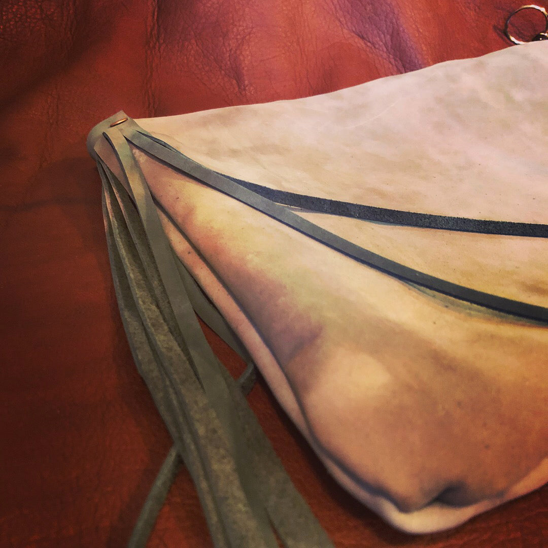 Greyish-Pinkish Distressed Large Leather Clutch / iPad Case - N.Kluger Designs clutch