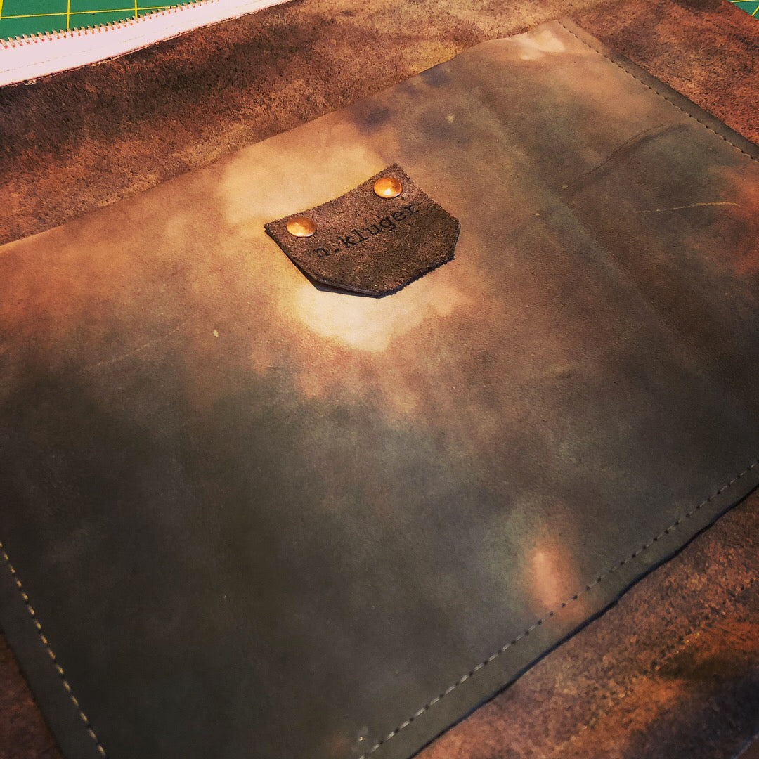 Greyish-Pinkish Distressed Large Leather Clutch / iPad Case - N.Kluger Designs clutch