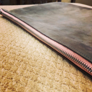 Greyish-Pinkish Distressed Large Leather Clutch / iPad Case - N.Kluger Designs clutch