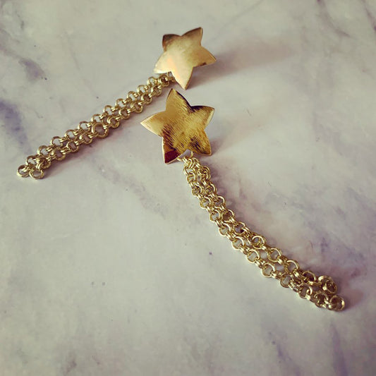 Gold Shooting Star Dangling Earrings