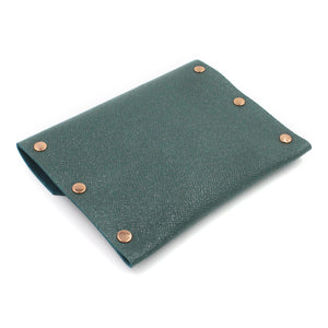 Glittery Teal Green Leather Card Case / Mini Wallet