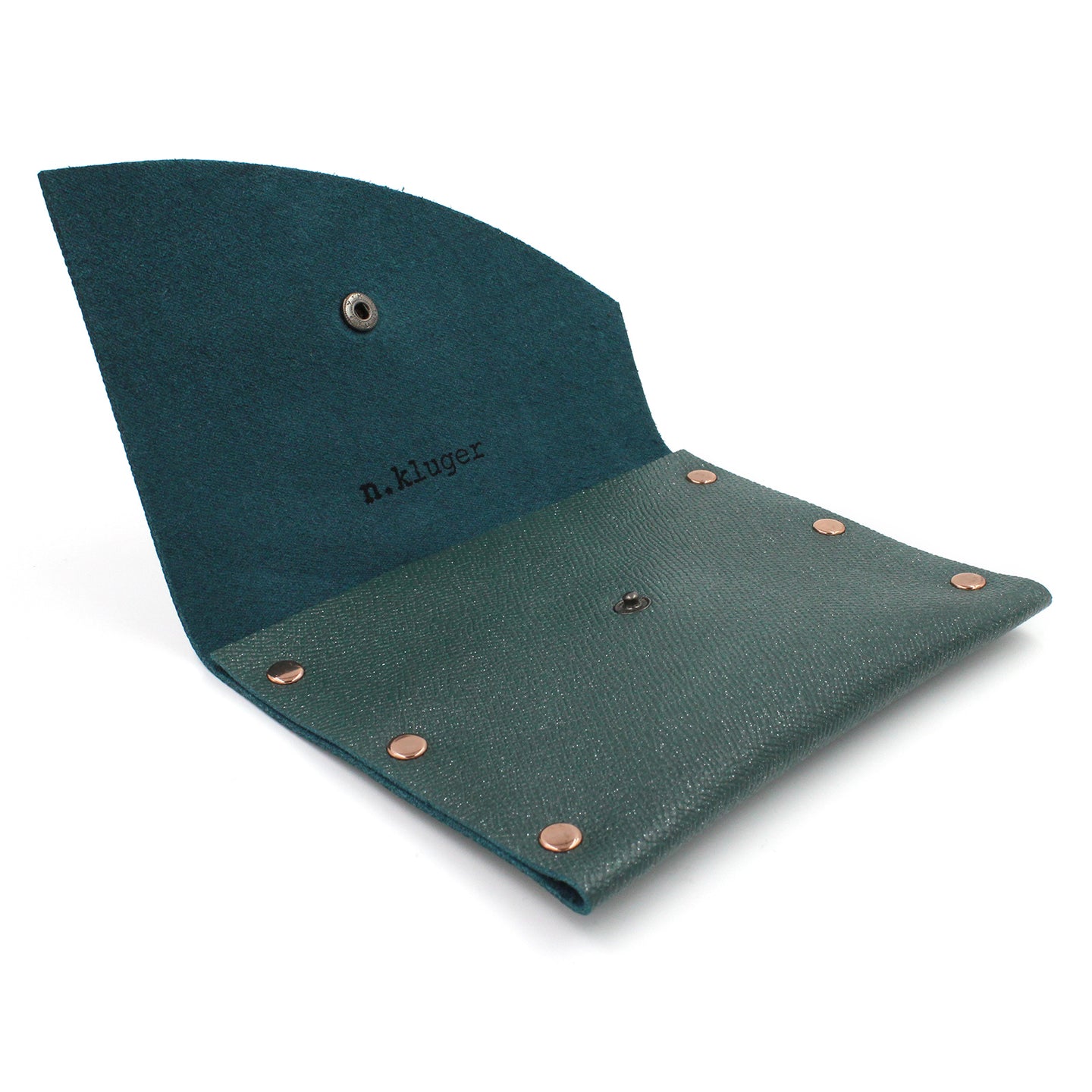 Glittery Teal Green Leather Card Case / Mini Wallet