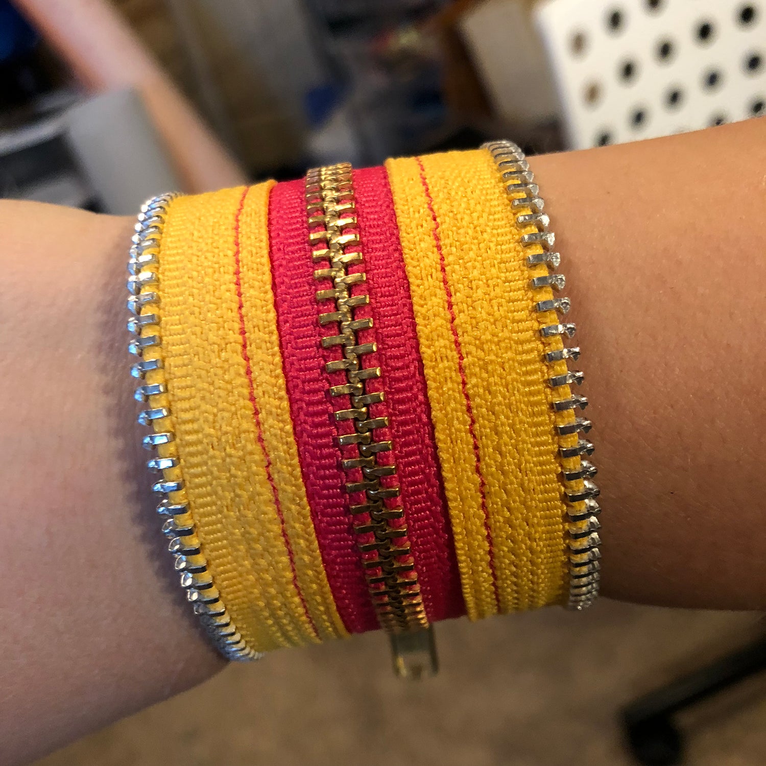 Summer Brights Collection Neon Yellow & Hot Pink Zip Bracelet