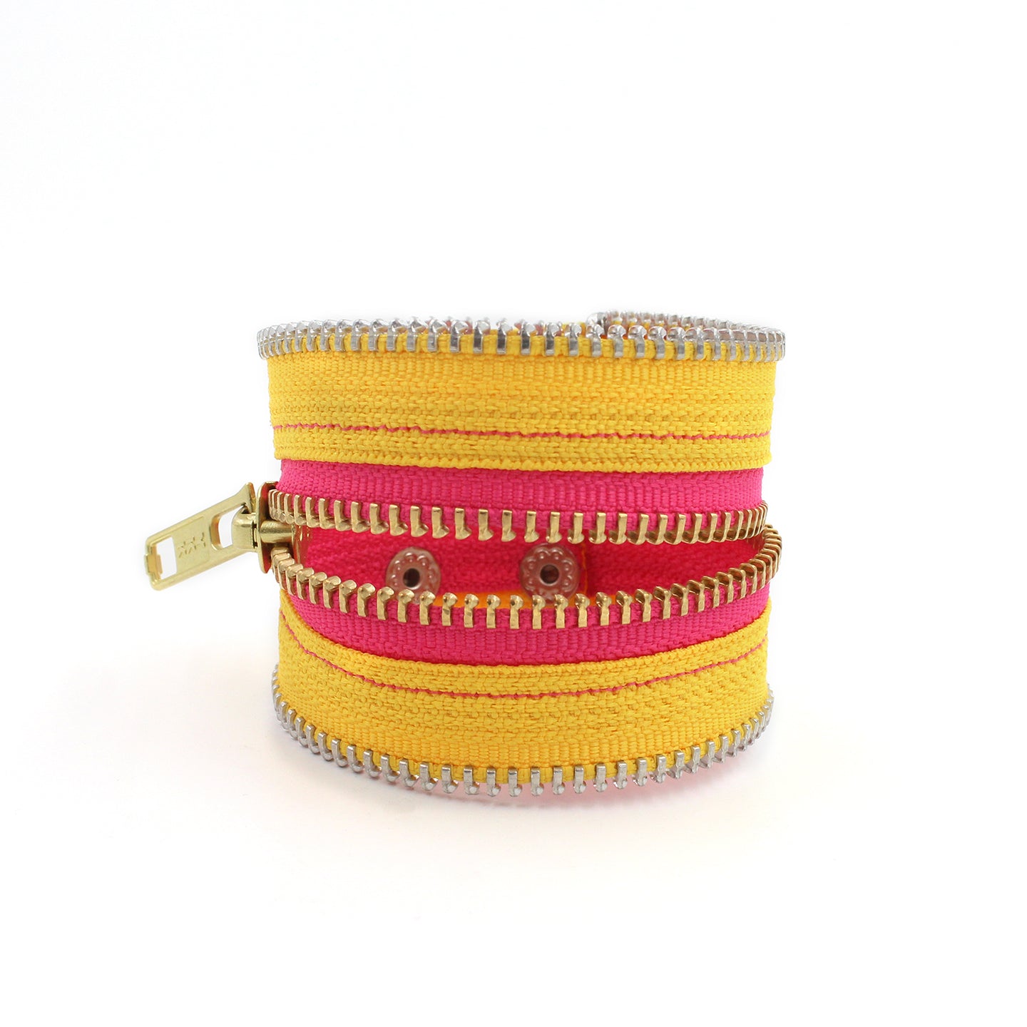 Summer Brights Collection Neon Yellow & Hot Pink Zip Bracelet - N.Kluger Designs bracelet