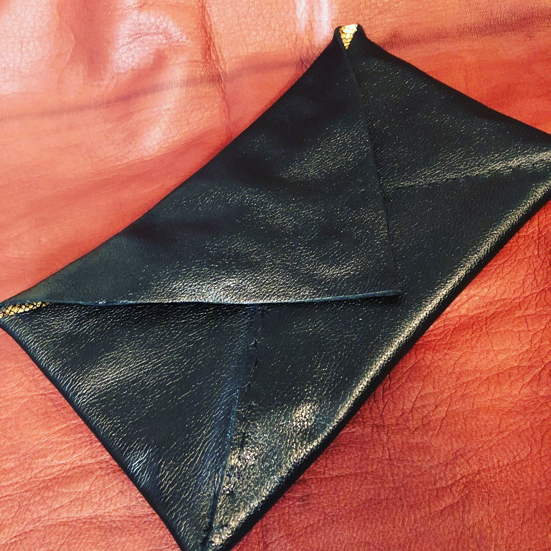 Black & Gold Mermaid Leather Envelope Clutch - N.Kluger Designs clutch