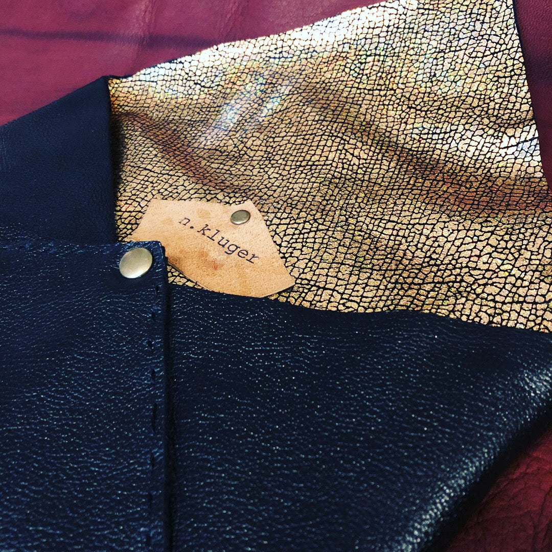 Black & Gold Mermaid Leather Envelope Clutch - N.Kluger Designs clutch