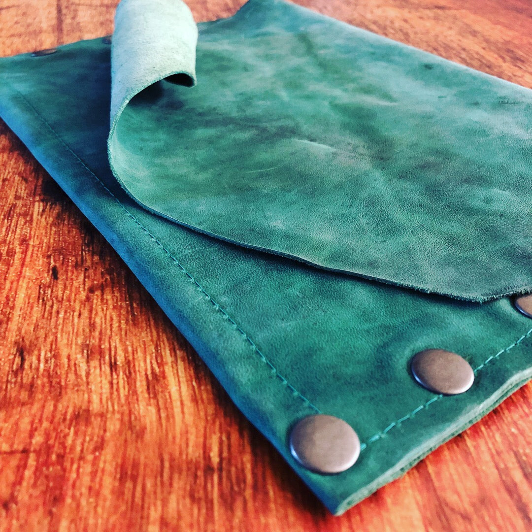Green with Envy Distressed Leather Clutch - N.Kluger Designs clutch