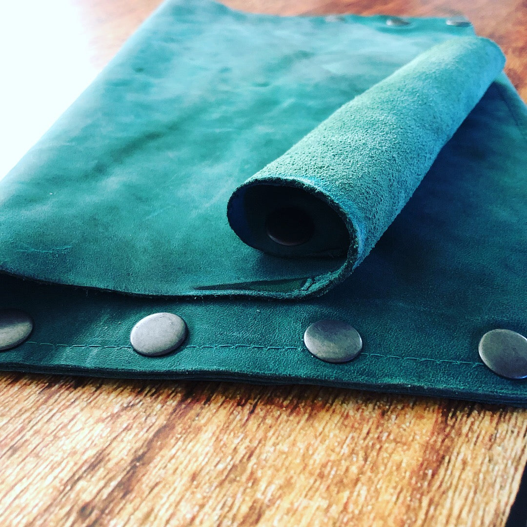 Green with Envy Distressed Leather Clutch - N.Kluger Designs clutch