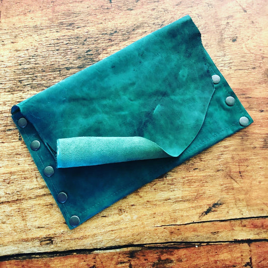 Green with Envy Distressed Leather Clutch - N.Kluger Designs clutch