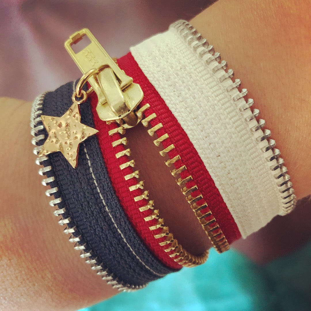 Stars & Stripes Gothic Americana Zip Bracelet - N.Kluger Designs bracelet