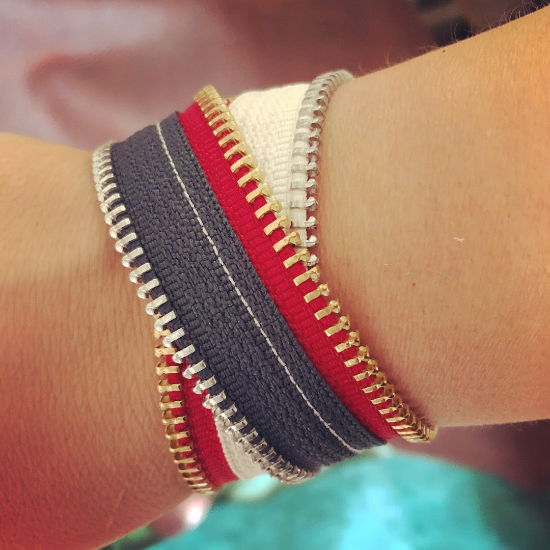 Stars & Stripes Gothic Americana Zip Bracelet - N.Kluger Designs bracelet