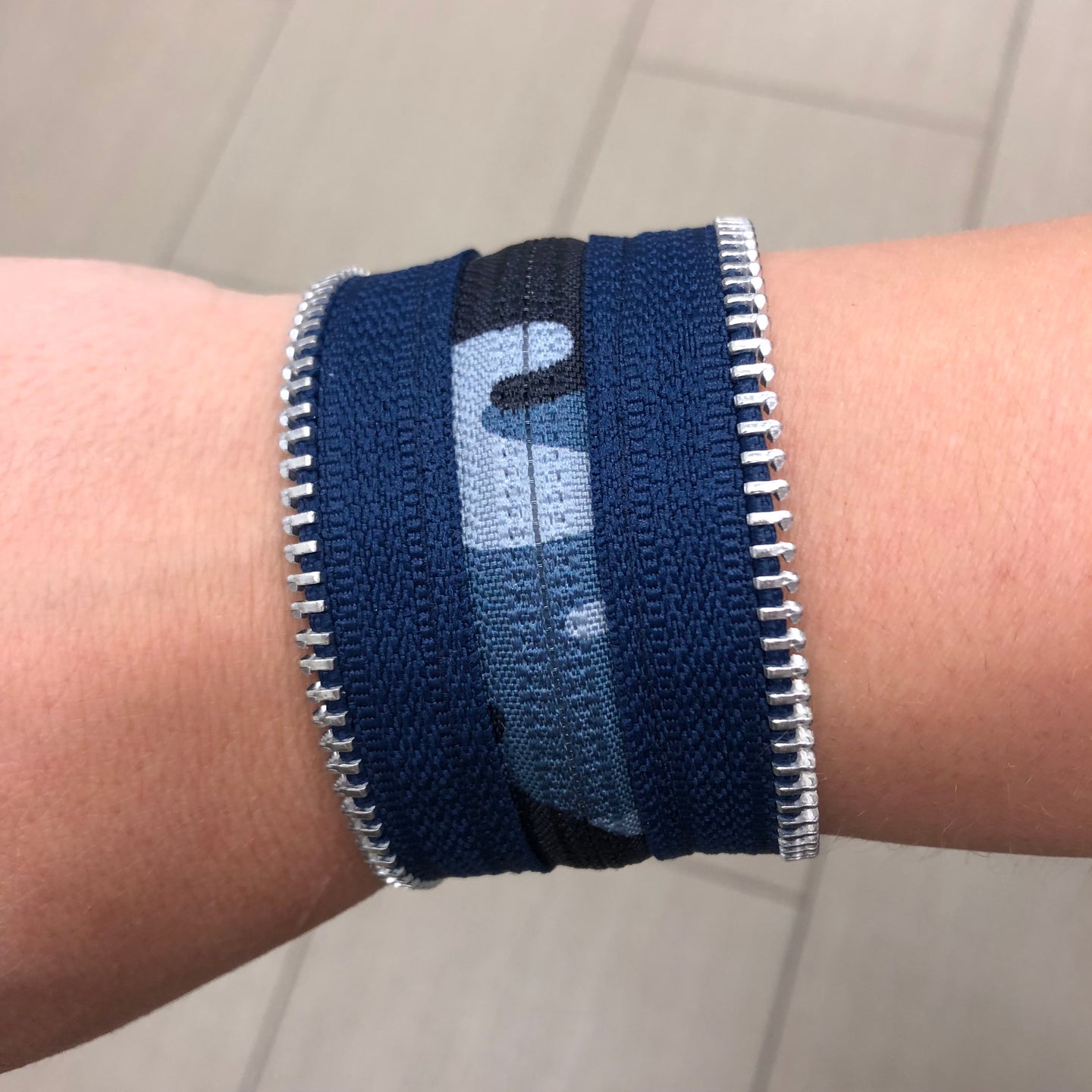Camo Collection Blue on Blue Zip Bracelet - N.Kluger Designs bracelet