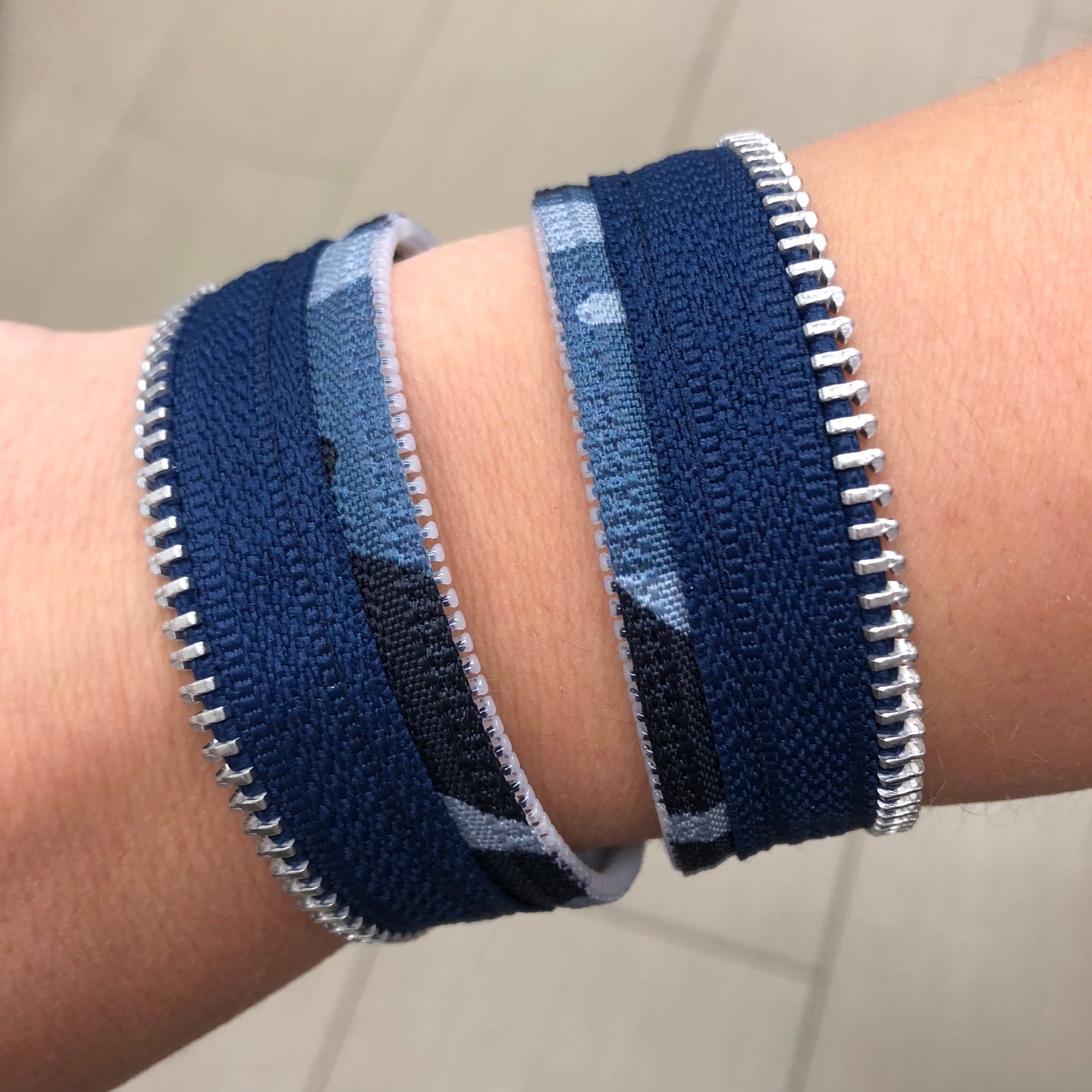 Camo Collection Blue on Blue Zip Bracelet - N.Kluger Designs bracelet