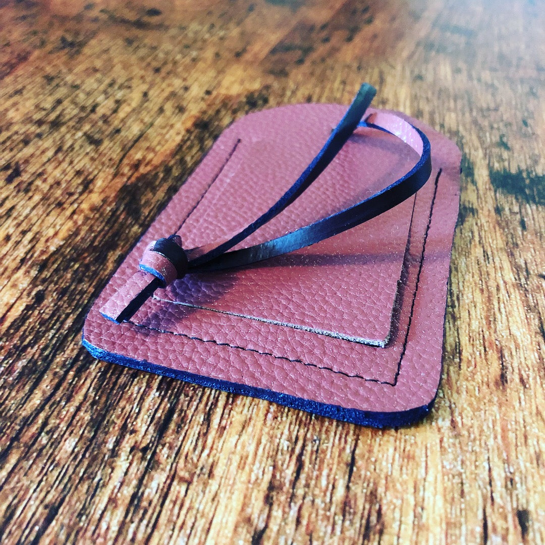 Shimmery Pink Leather Ready-To-Go Luggage Tag - N.Kluger Designs luggage tag