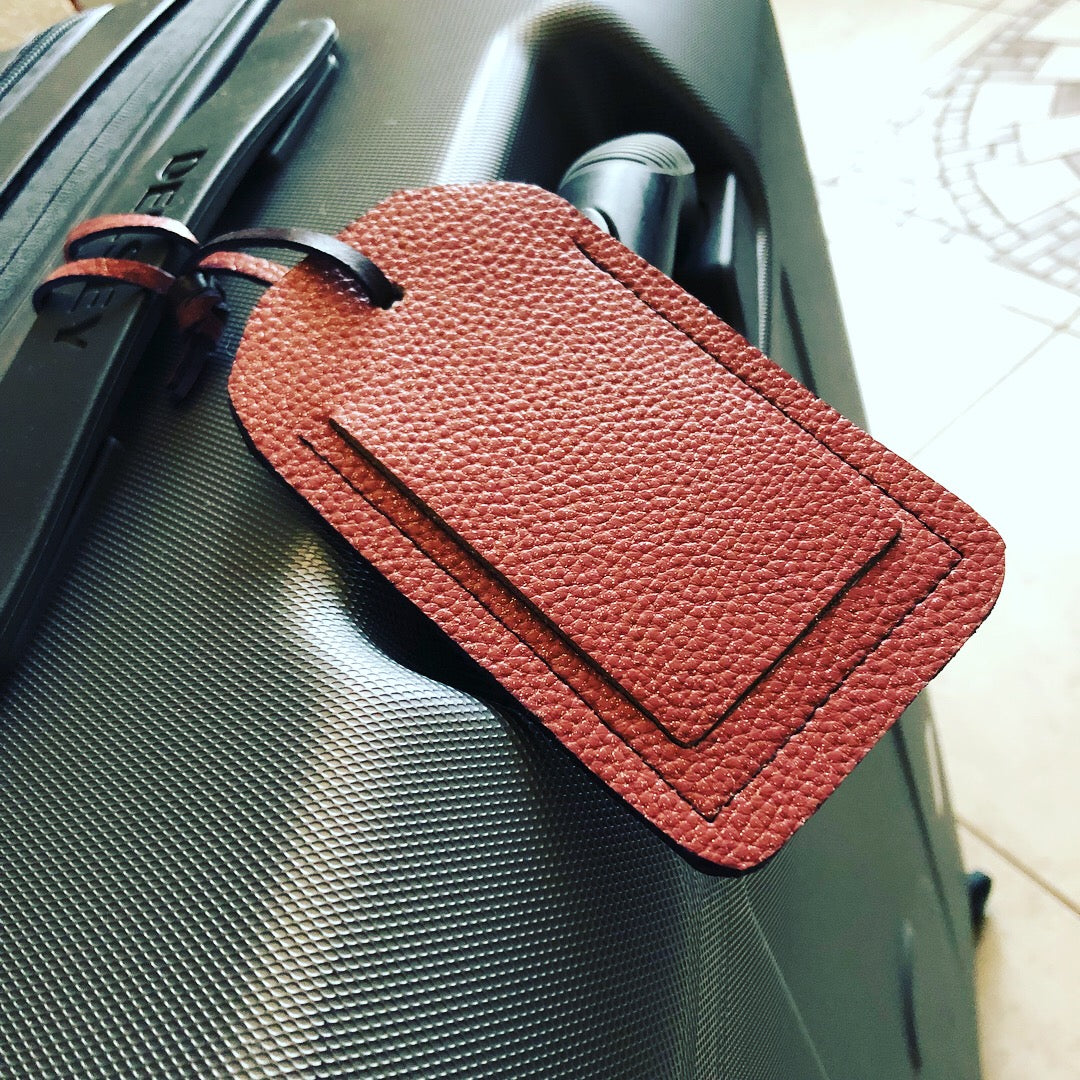 Shimmery Pink Leather Ready-To-Go Luggage Tag - N.Kluger Designs luggage tag