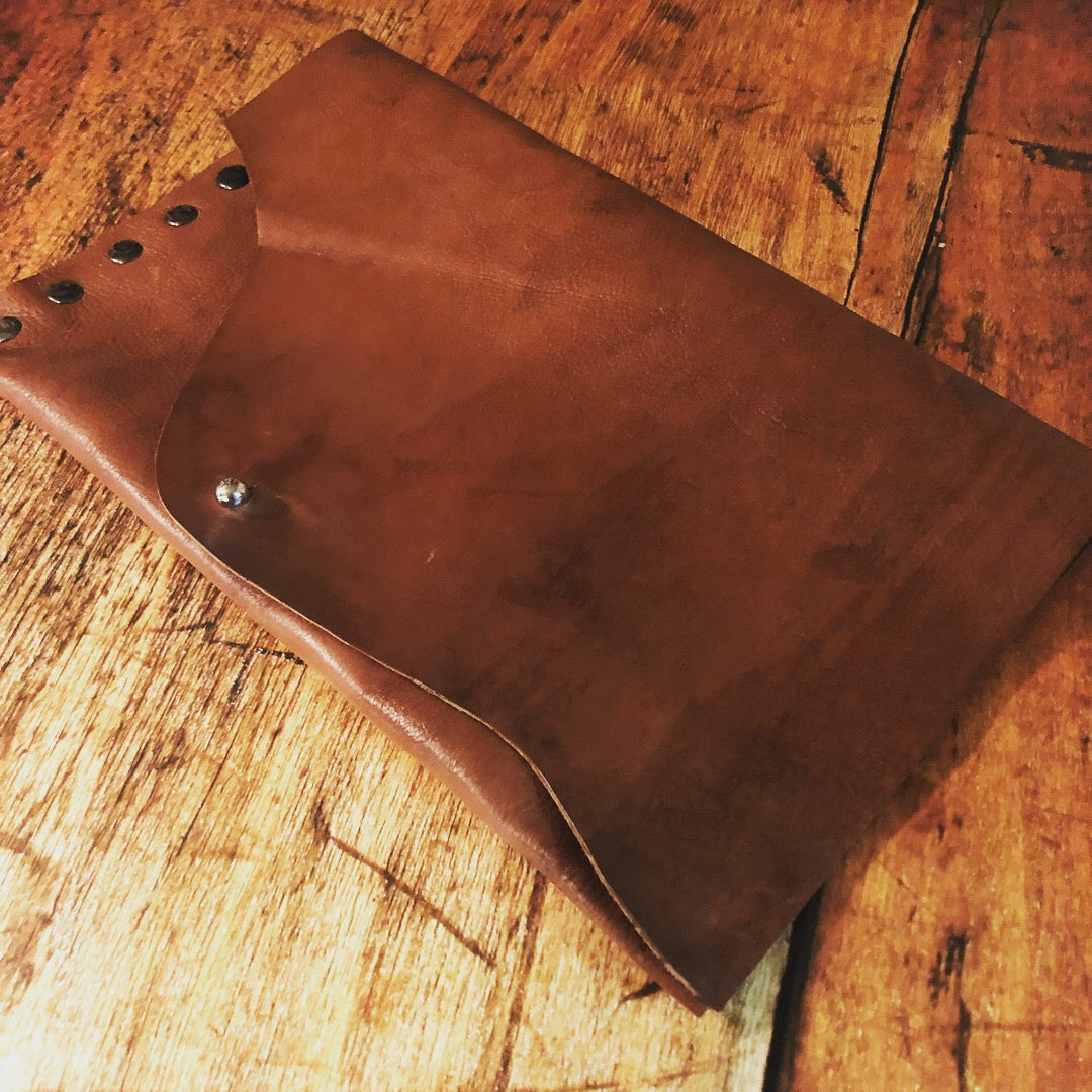 Rustic Tan Leather Casual Clutch - N.Kluger Designs clutch