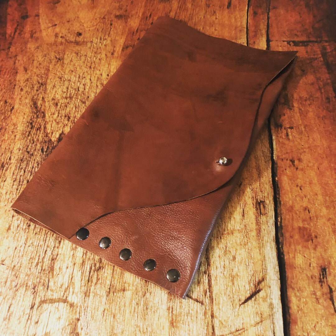 Rustic Tan Leather Casual Clutch - N.Kluger Designs clutch